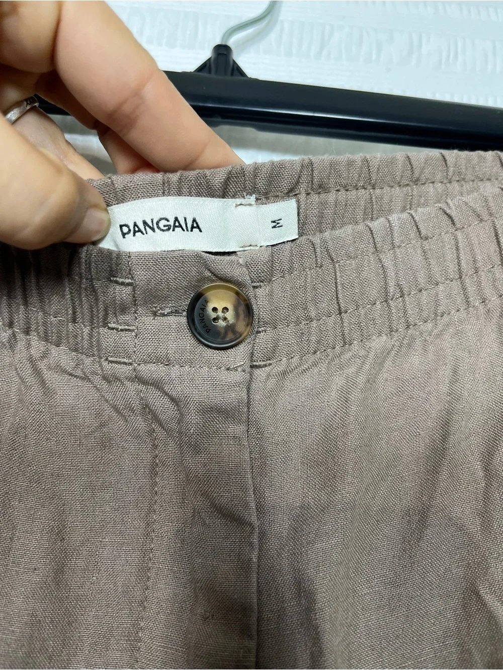 Pangaia Garterized Drawstring Track Pants in Brown Linen Size Medium